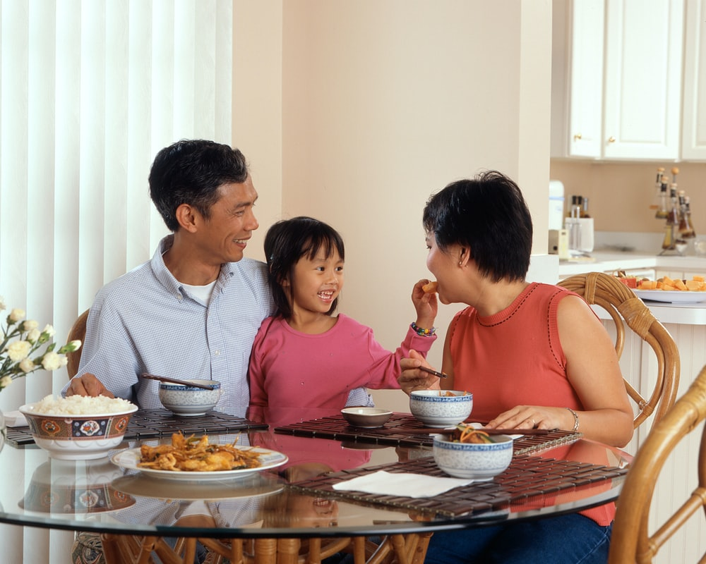 A family having lunch