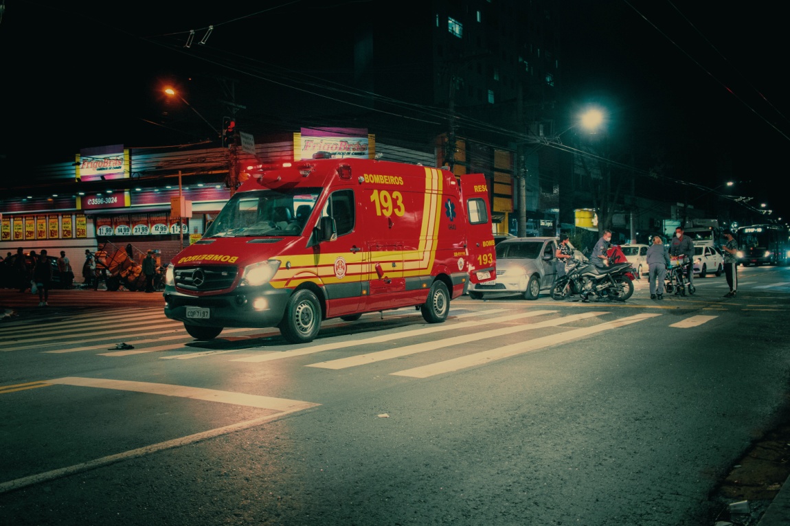 An ambulance on the road