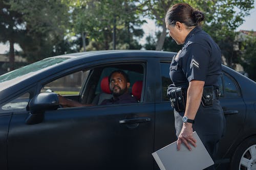 A person pulled over by the police