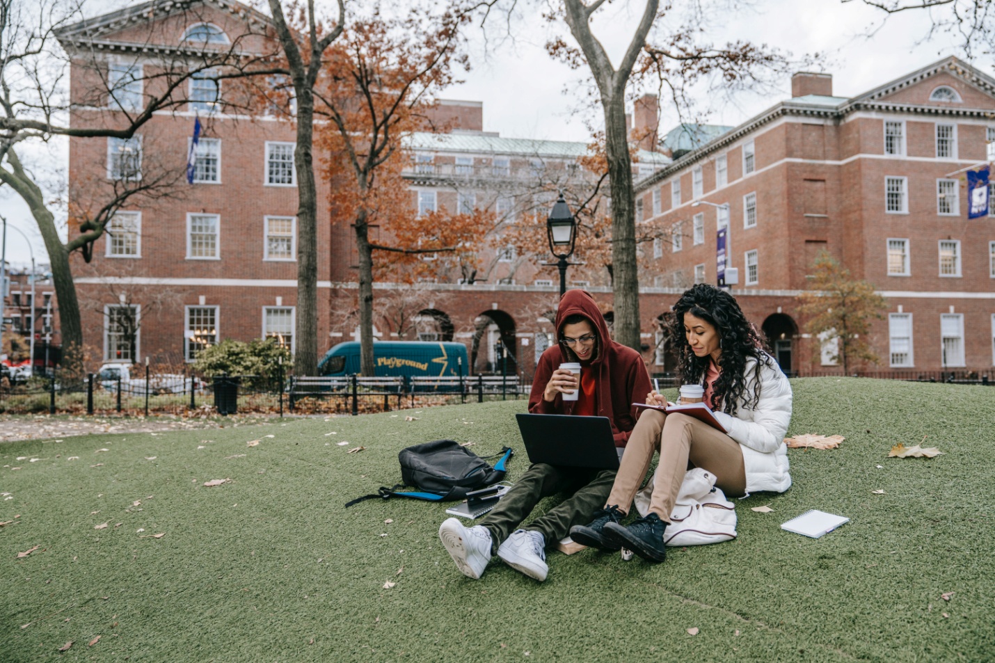 Two people studying