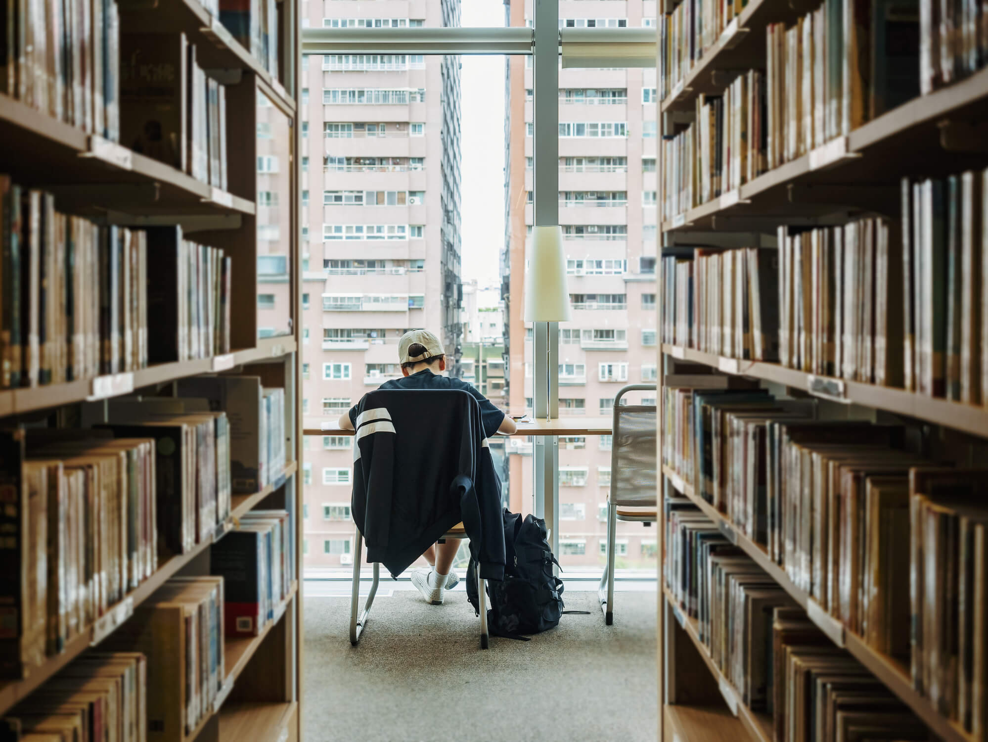 Library Bookshelf Interior People reading study Campus Education background