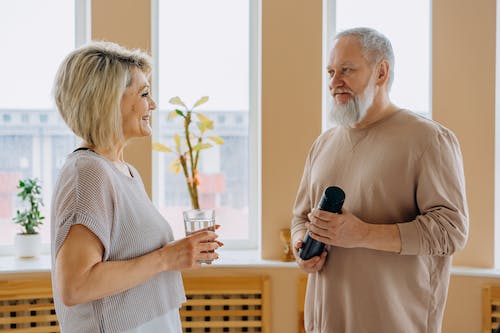 Two people talking