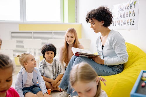 A teacher with students